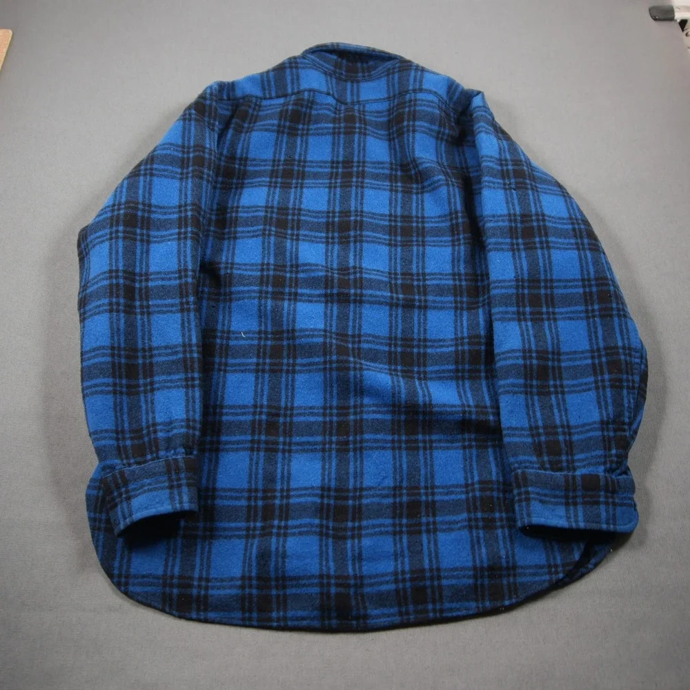 Thrashed Pendleton Vintage Wool Plaid Men Shirt S Blue Distressed Western Skate
